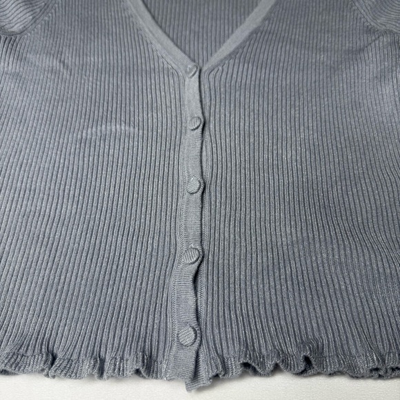 Abercrombie & Fitch Gray Ribbed Button-Down Top - Picture 7 of 8